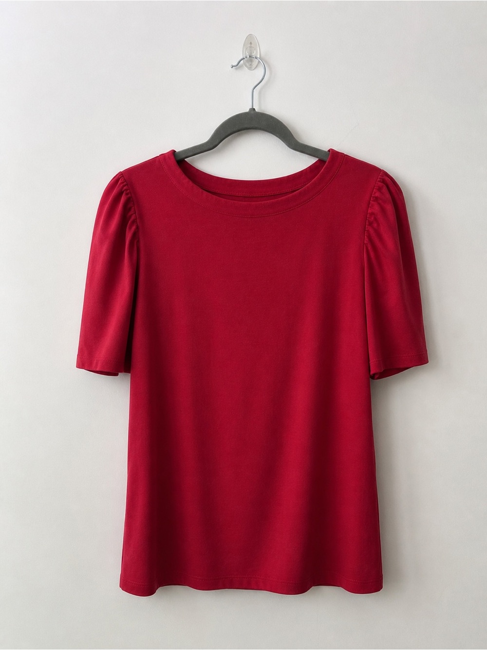 Loft Women's Red Puff Sleeve Tee, Large